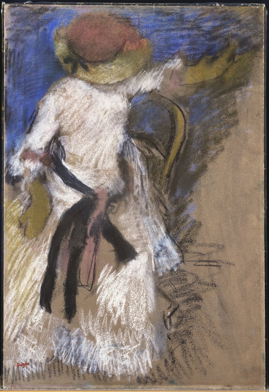Sittende kvinne i en hvit kjole, ca. 1888-92 av Edgar Degas
