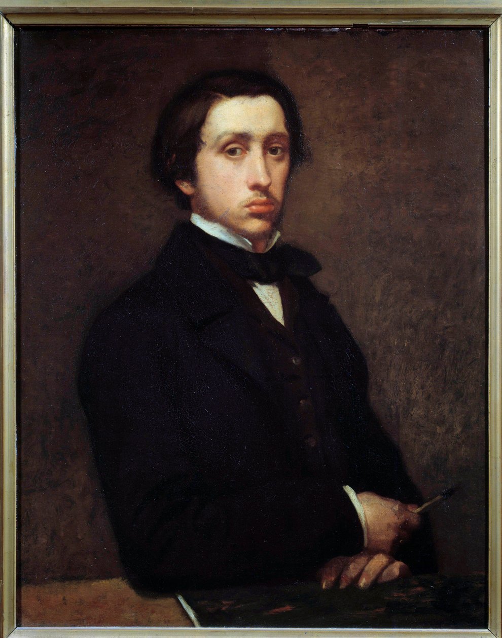Selvportrett eller Degas i portrettmaleri av Edgar Degas (1834-1917) 1855 Søn. 0,81x0,64 m Paris, musee d