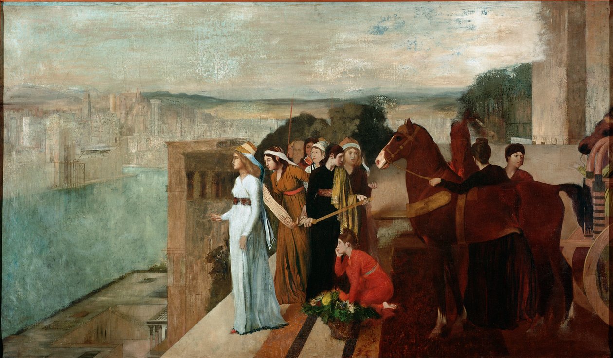 Semiramis Building Babylon (olje på lerret av Edgar Degas