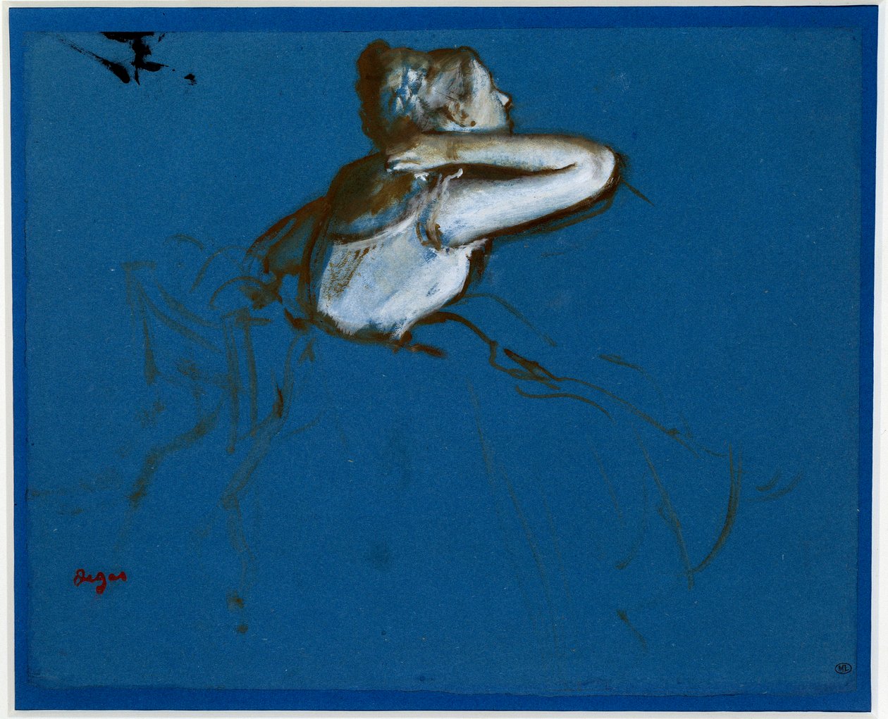 Sittende danser vendt til høyre Essence på blått papir av Edgar Degas (1834-1917) 1873 Dim. 0,23 x 0,29 m Paris. Orsay museum av Edgar Degas