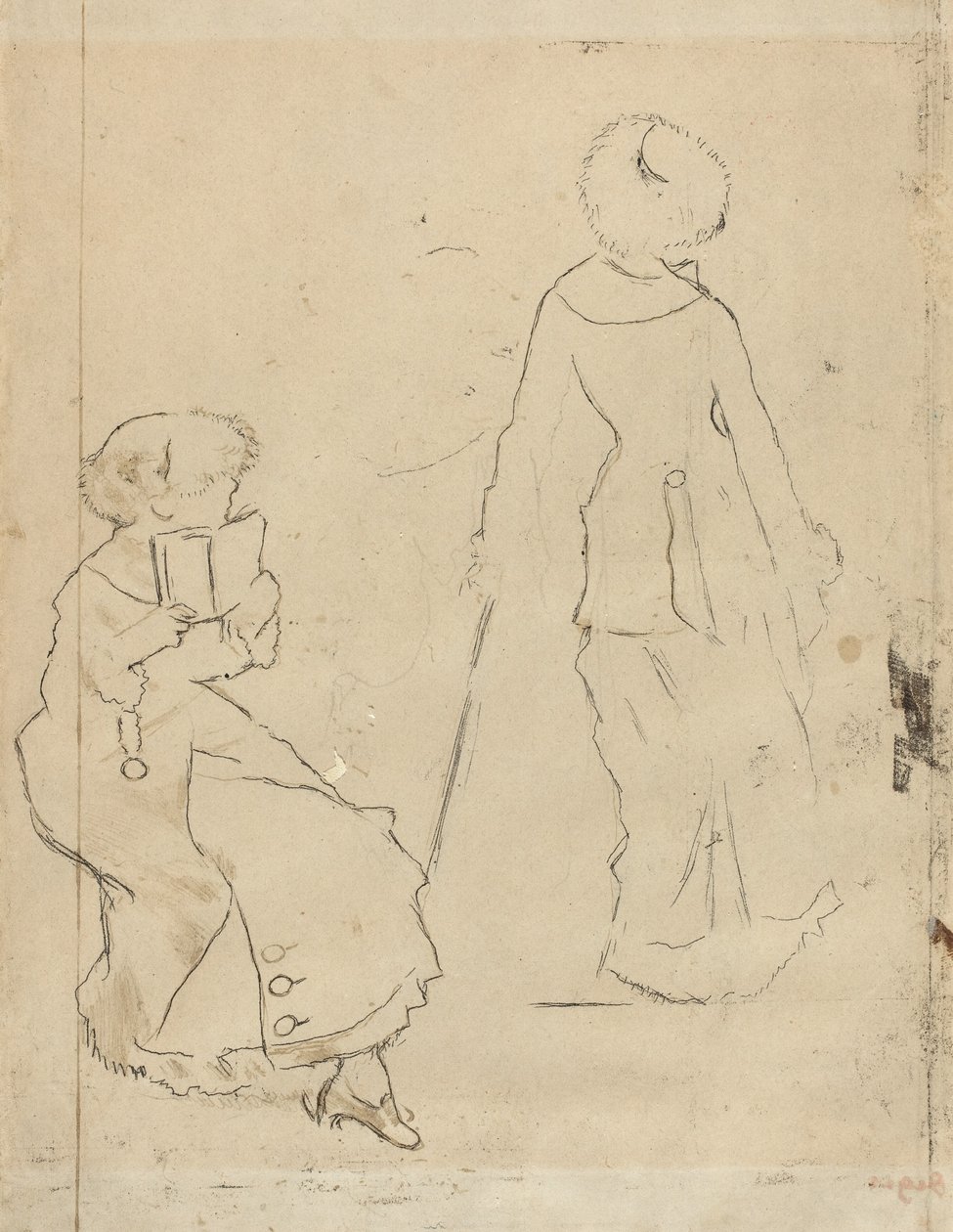 Studie for Mary Cassatt ved Louvre [verso], ca. 1879. av Edgar Degas