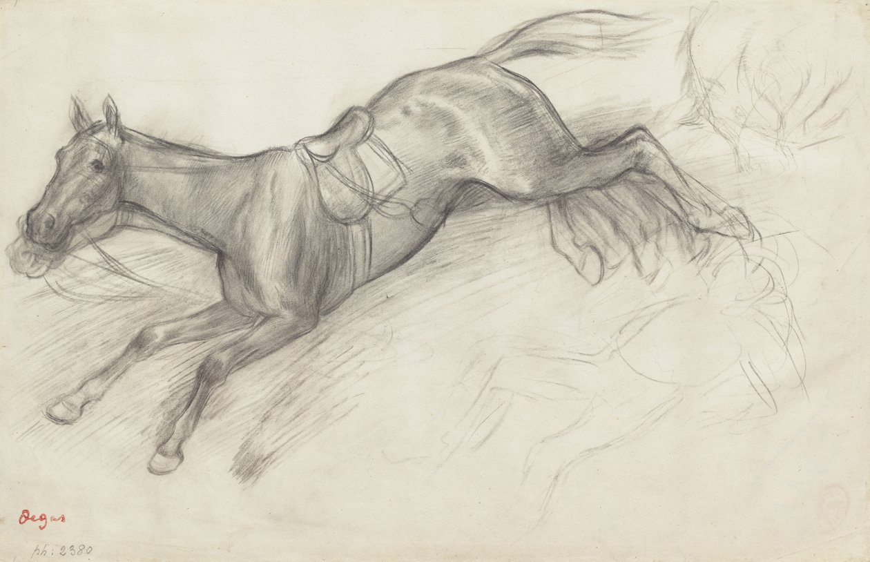 Studie for "Scene from the Steeplechase: The Fallen Jockey", 1866 av Edgar Degas