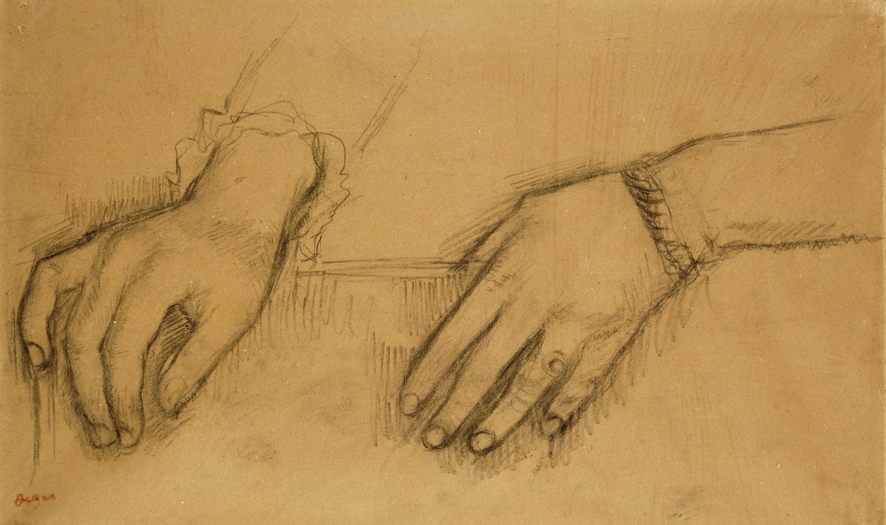 Studie av hender for et portrett av Helene Rouart; Study of Hands, For the Portrait of Helene Rouart, c.1886 av Edgar Degas