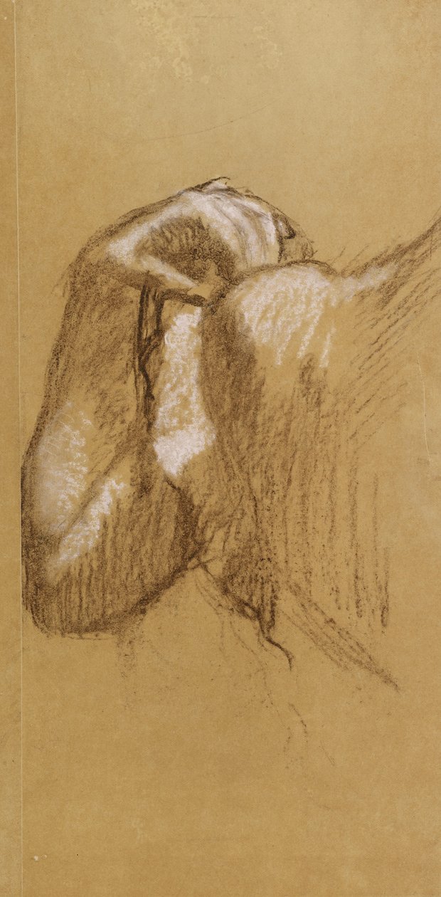 Study of an Arm, ca. 1895-90 (brun og hvit pastell på brunaktig kalkerpapir) av Edgar Degas