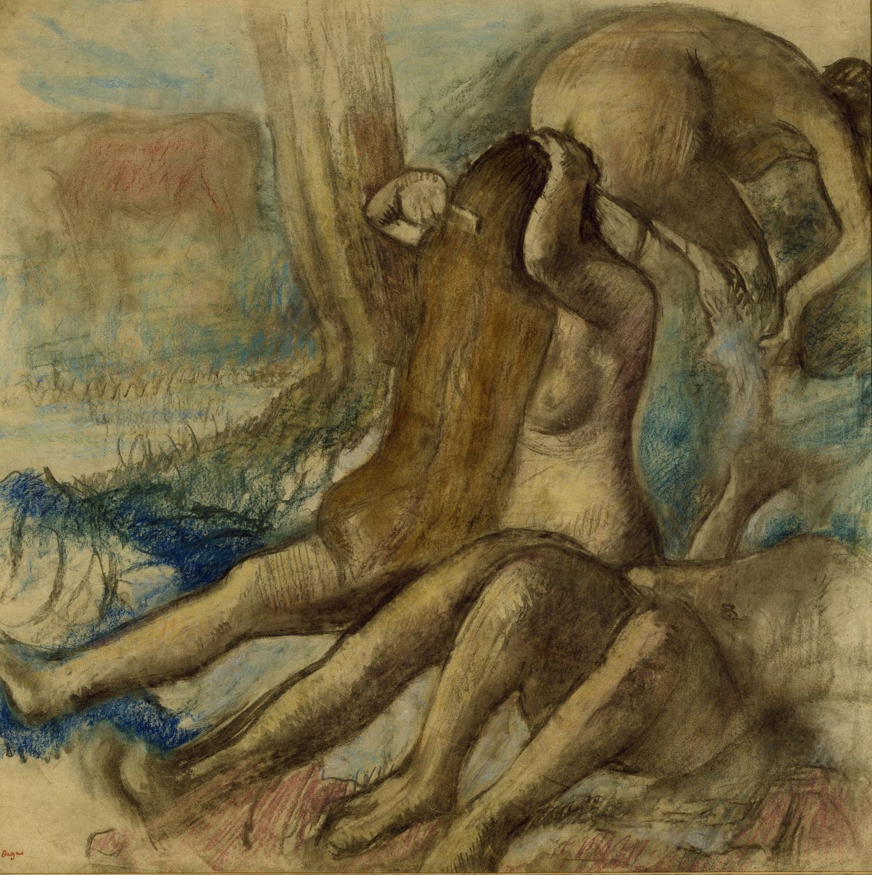 The Bathers, ca. 1890-1895 (pastell og kull på kalkerpapir) av Edgar Degas