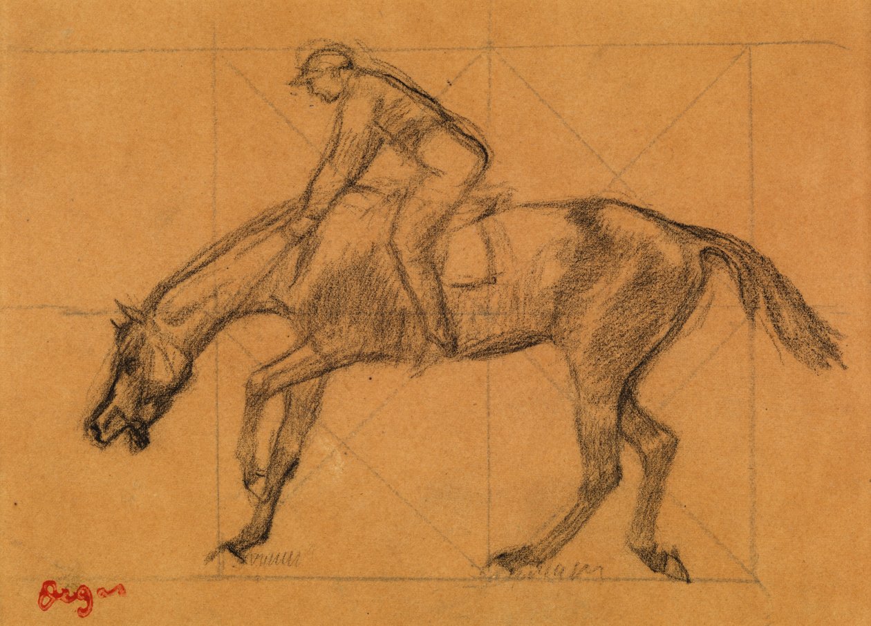 The End of the Race, ca. 1882 (kritt på farget papir) av Edgar Degas