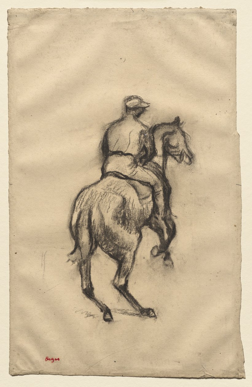 The Jockey, ca. 1885-1900 (kull på papir) av Edgar Degas