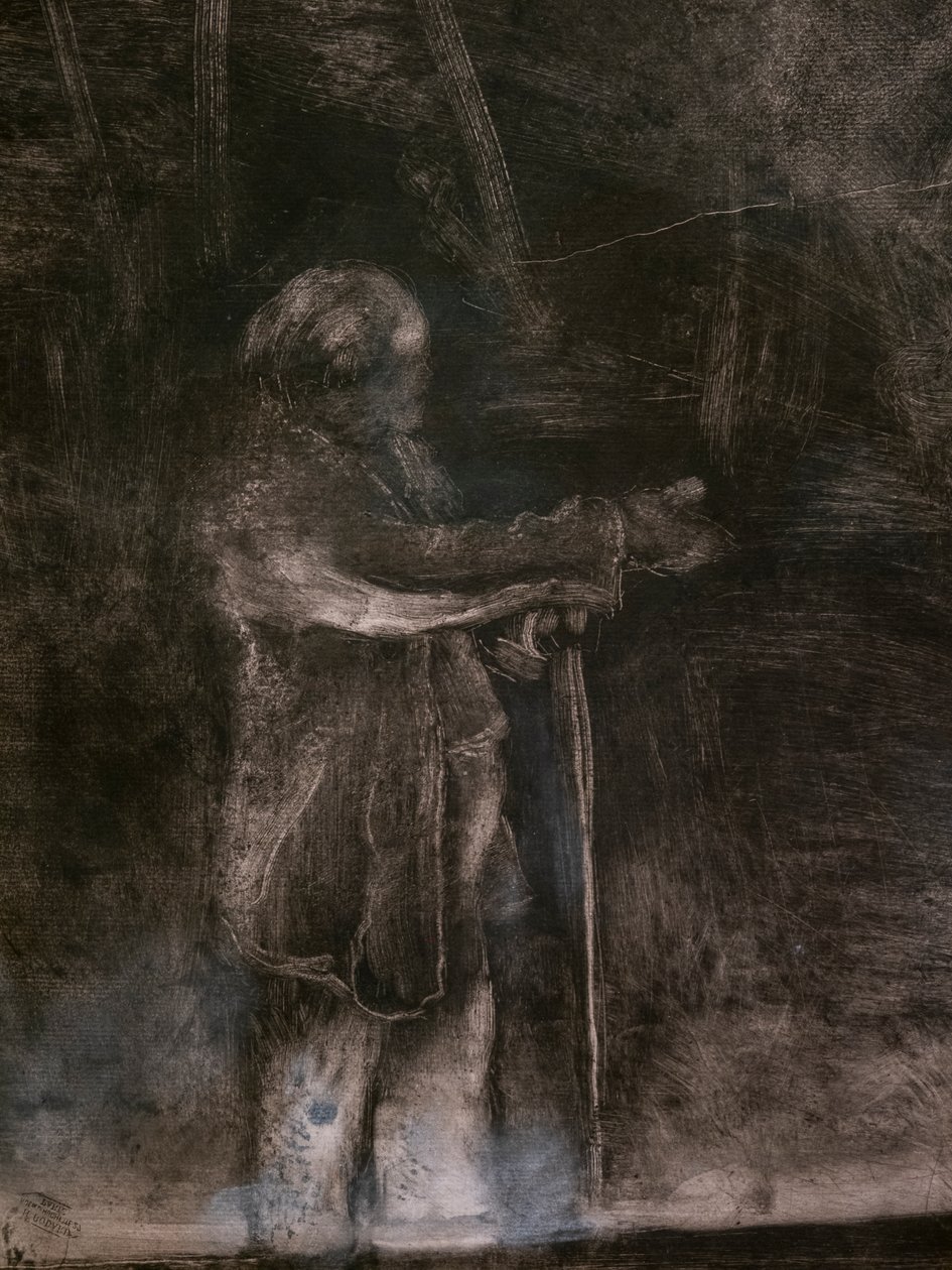 The Master of Ballet (detalj) (utført i samarbeid med Ludovic Lepic). 1876. Monotypi i svart blekk med hvite kritthøydepunkter av Edgar Degas