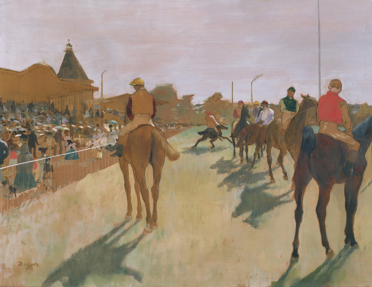 The Parade, eller Race Horses foran tribunen, ca. 1866-68 (olje på papir) av Edgar Degas