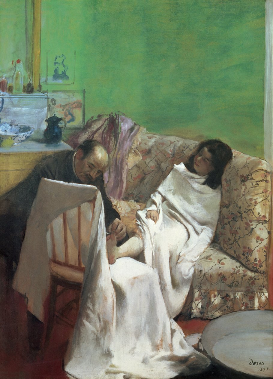 Pedikyren, 1873 (olje på papir lagt på lerret) av Edgar Degas