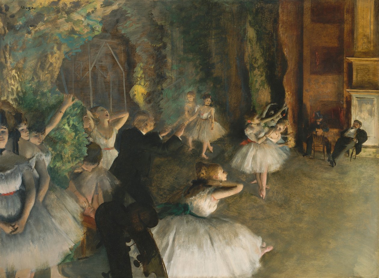 Øvelsen av balletten på scenen, ca. 1874. av Edgar Degas