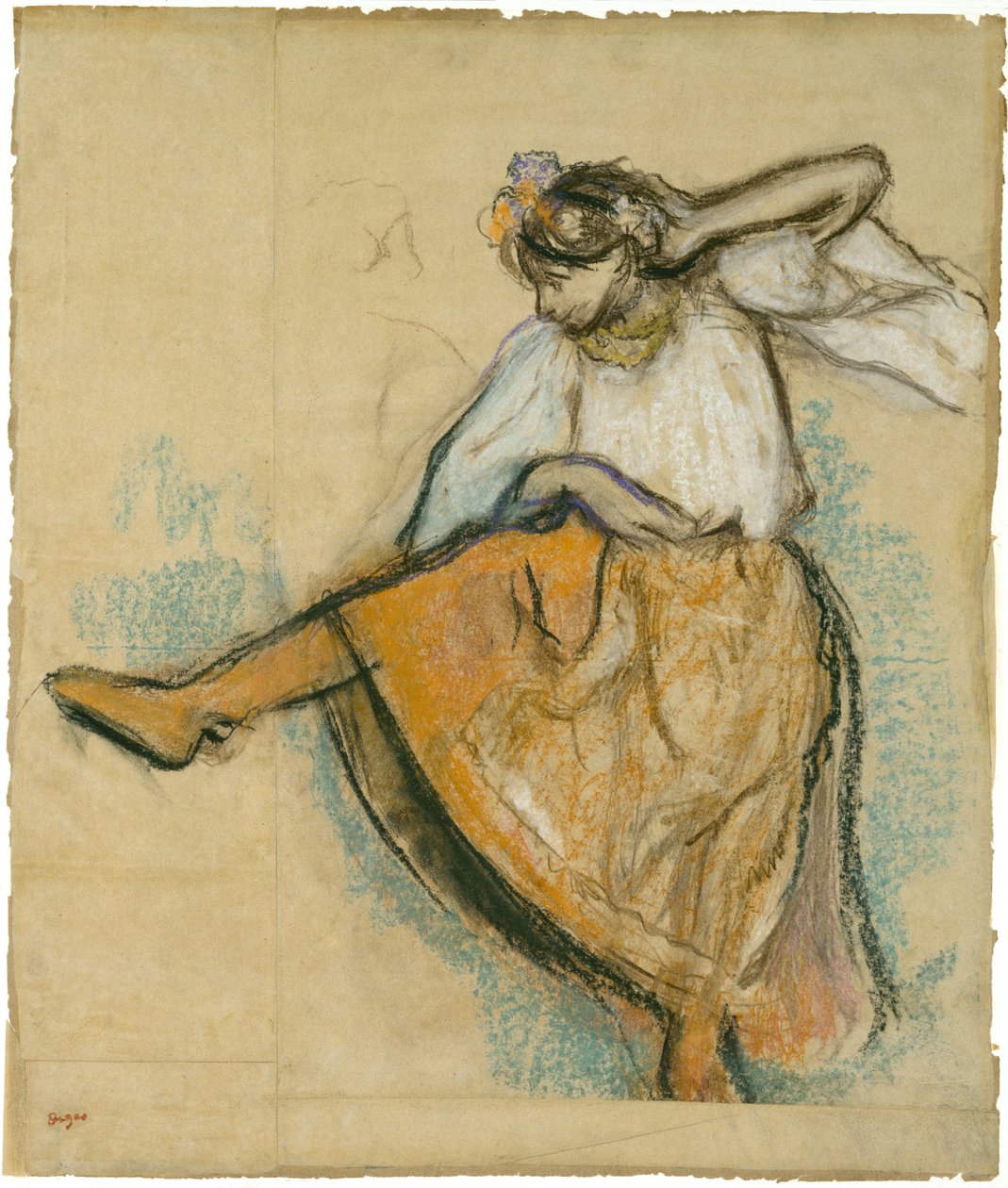 Den russiske danseren, ca. 1895 (pastell og kull på sammenføyd papir lagt om bord) av Edgar Degas