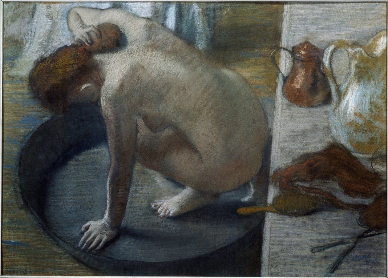 The Tub - pastell på papp av Edgar Degas