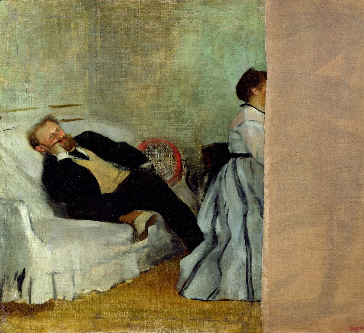Maleren Edouard Manet med kona Suzanne av Edgar Degas