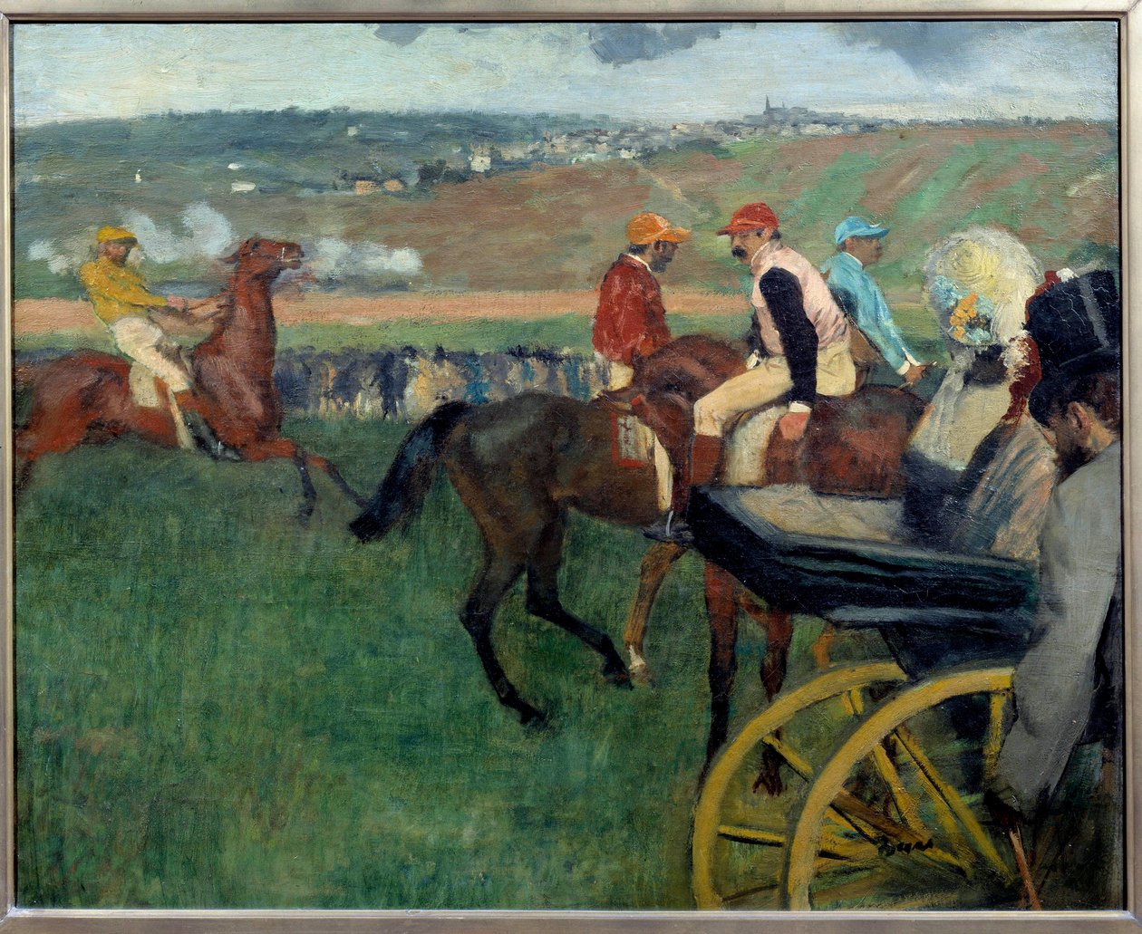 Racerbanen, amatørjockeyer nær en bil Maleri av Edgar Degas (1834-1917) 1876-1887 Søn. 0,66x0,81 m Paris, Musee d