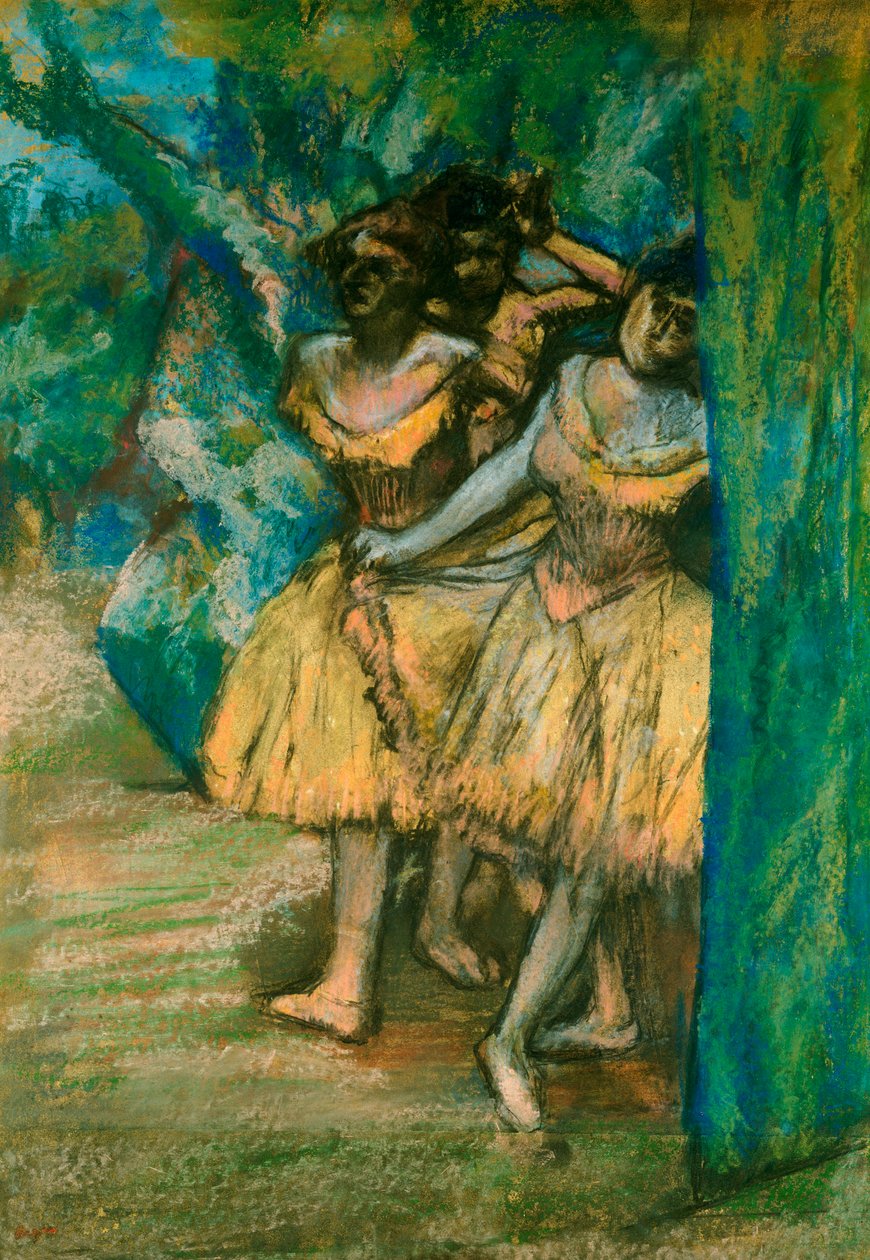 Tre dansere med et bakteppe av trær og steiner, 1904-06 av Edgar Degas