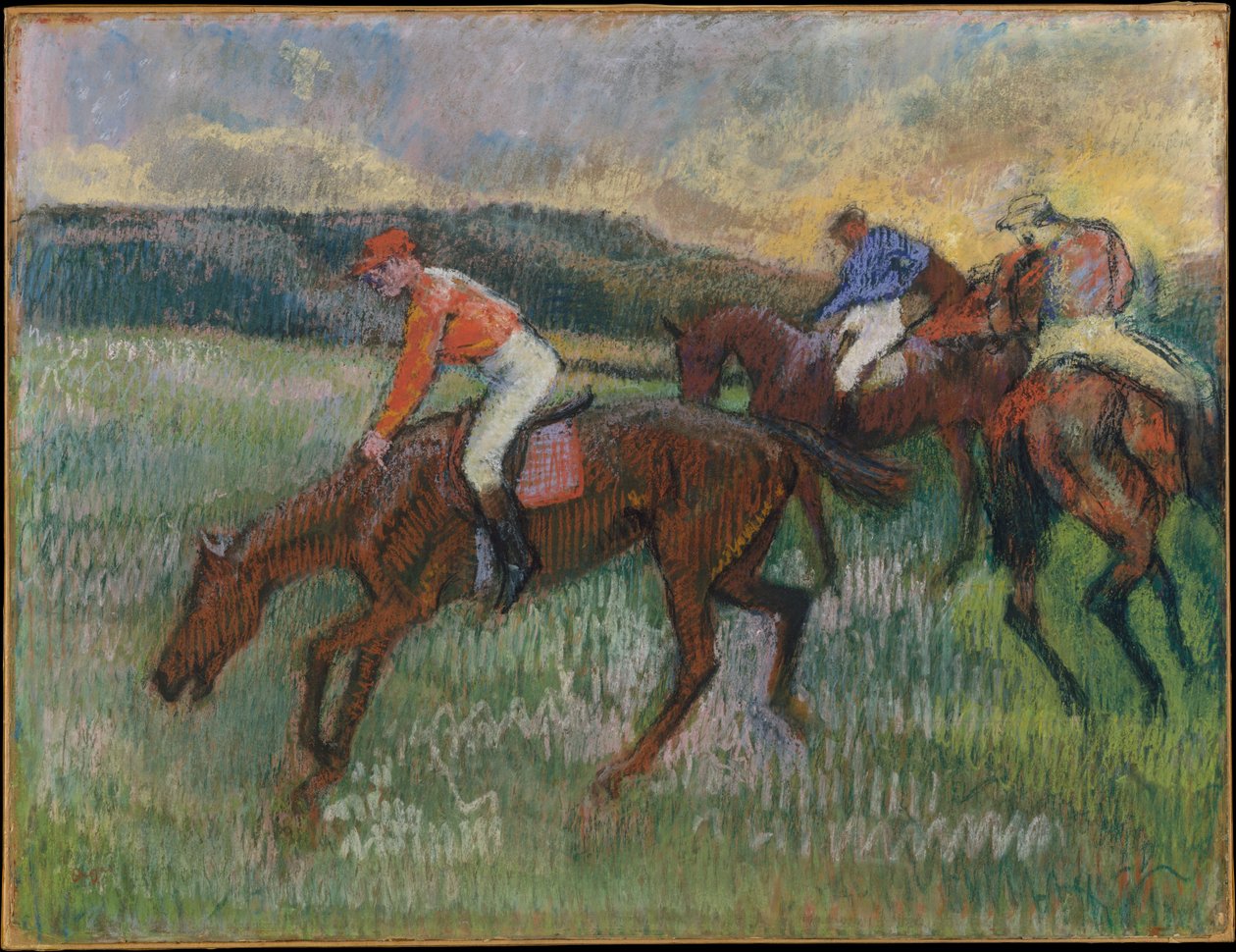 Tre jockeyer av Edgar Degas