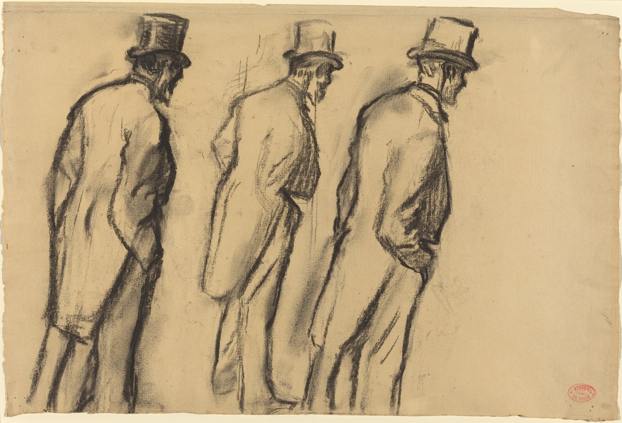 Tre studier av Ludovic Halévy Standing, ca. 1880. av Edgar Degas