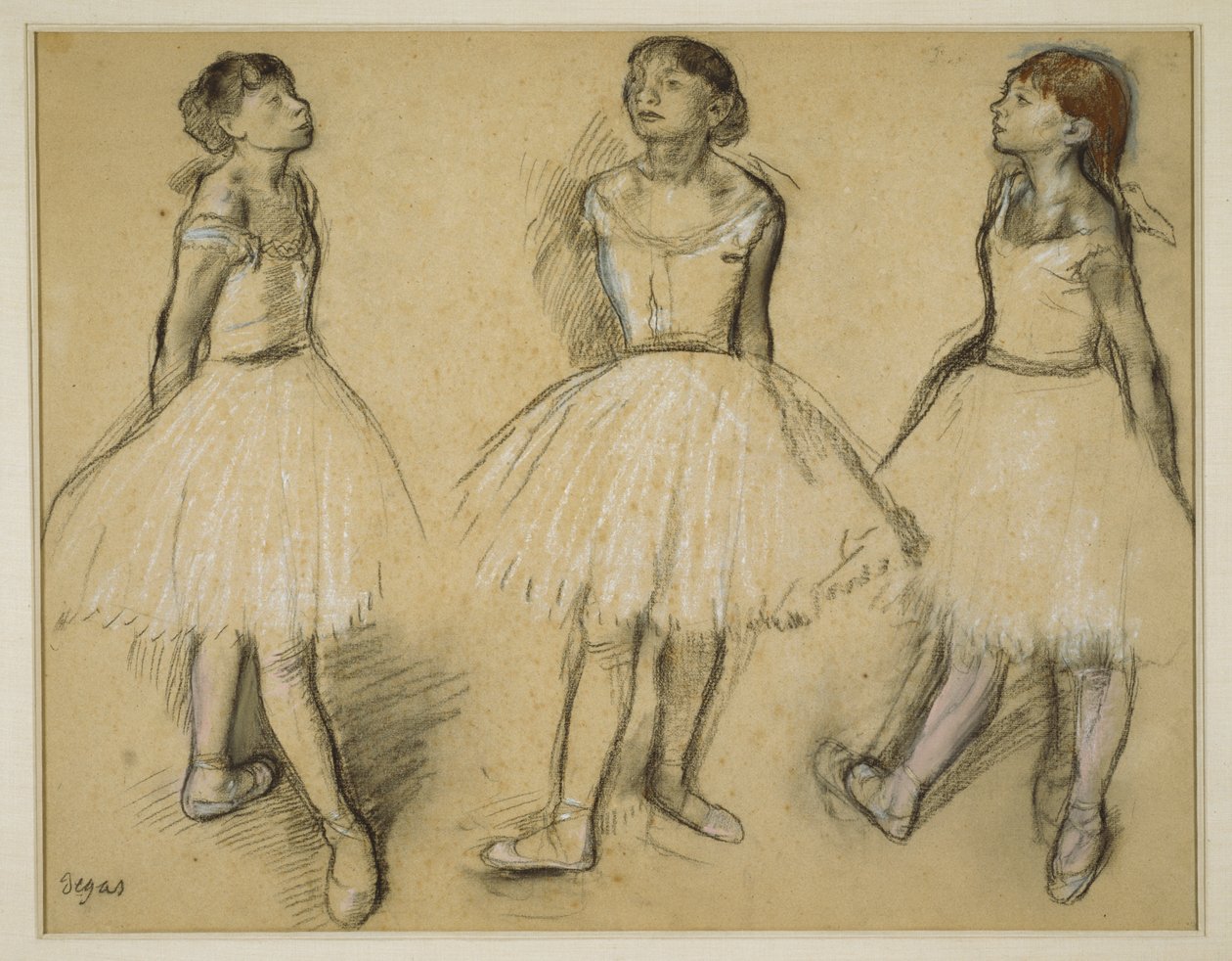 Tre studier av en danser i fjerde posisjon av Edgar Degas
