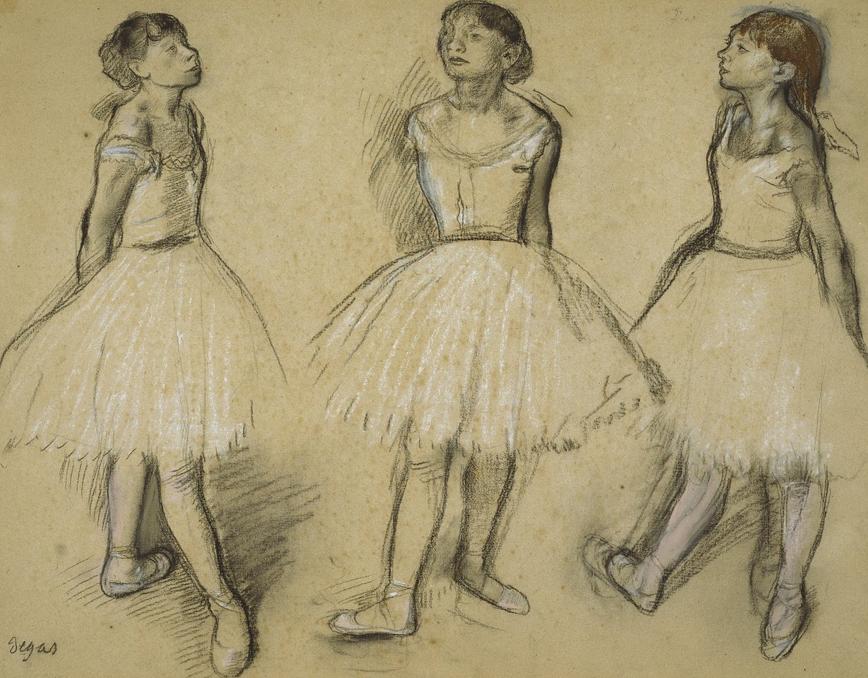 Tre studier av en danser i fjerde posisjon, 1879-80 av Edgar Degas