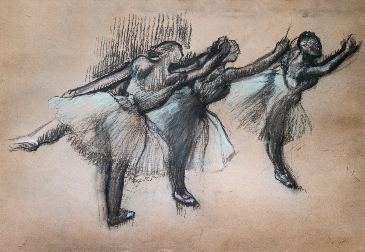 Tre dansere. 1895-1900. Kull og pastell på kalkerpapir. av Edgar Degas