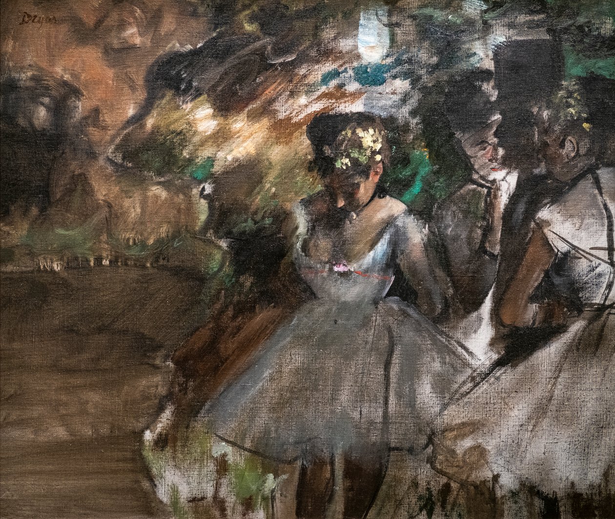 Tre dansere bak kulissene. 1880-1885. Olje på lerret. av Edgar Degas