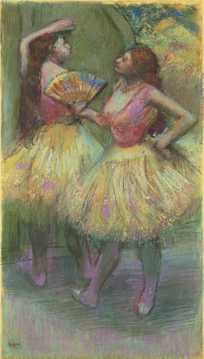 To dansere før de går på scenen; Avant l"entree en scene, 1888 av Edgar Degas