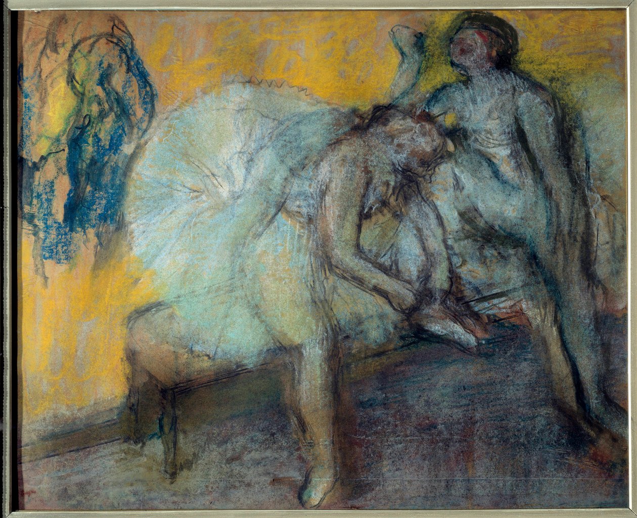 To dansere i hvile Pastell og kull på gemsepapir av Edgar Degas (1834-1917). 1910-1912 Dim. 0,78x0,96 m Paris, Musee d