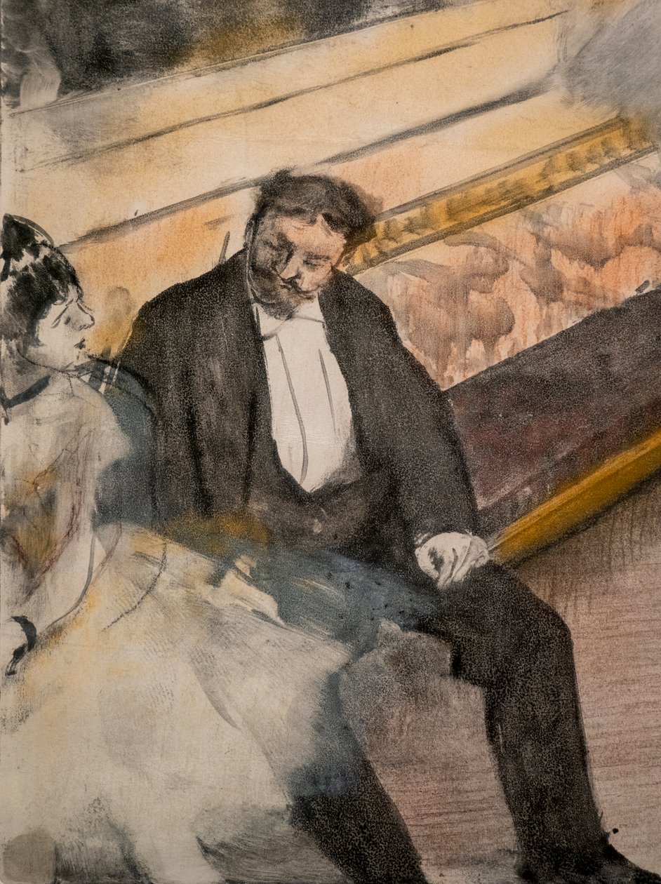 To menn og to dansere (detalj). Rundt 1876-1877. Pastell på monotypi. av Edgar Degas