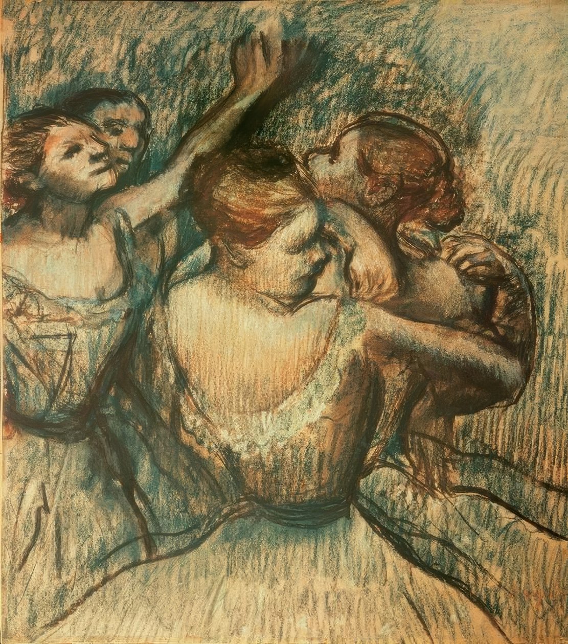 Fire dansere i halv lengde av Edgar Degas