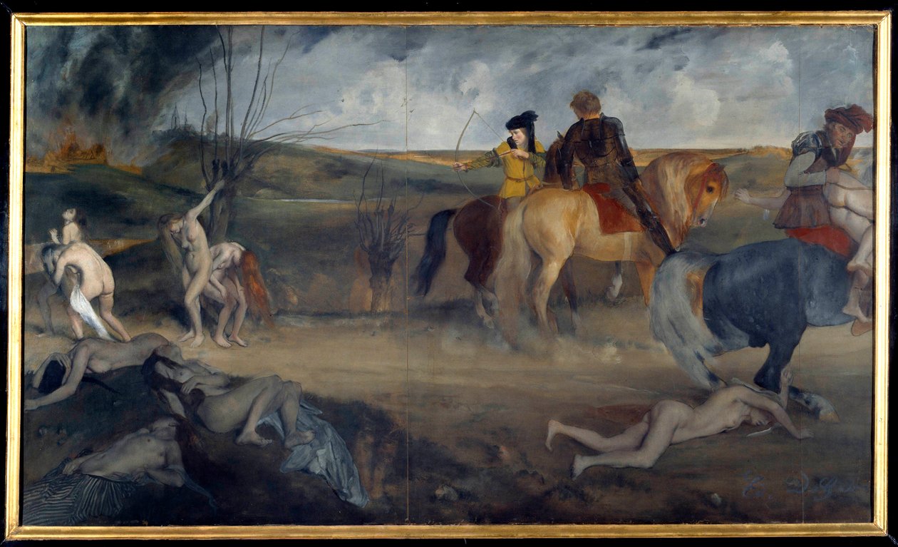 Krigsscene i middelalderen Maleri av Edgar Degas (1834-1917) 1861 Søn. 0,85x1,47 m Paris, musee d