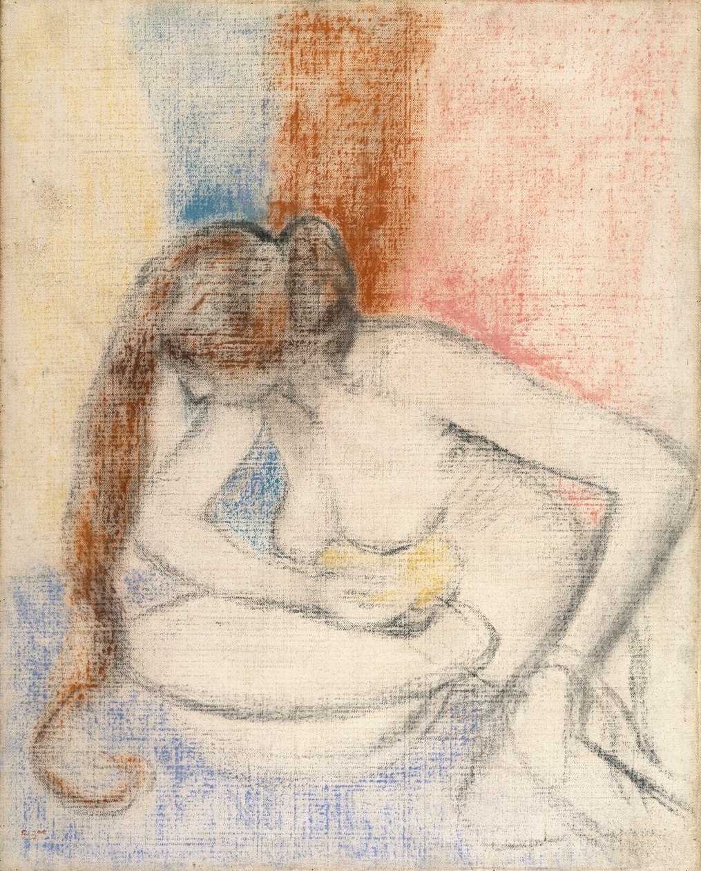 Woman Bathing, ca. 1897 (pastell på grunnet lerret) av Edgar Degas
