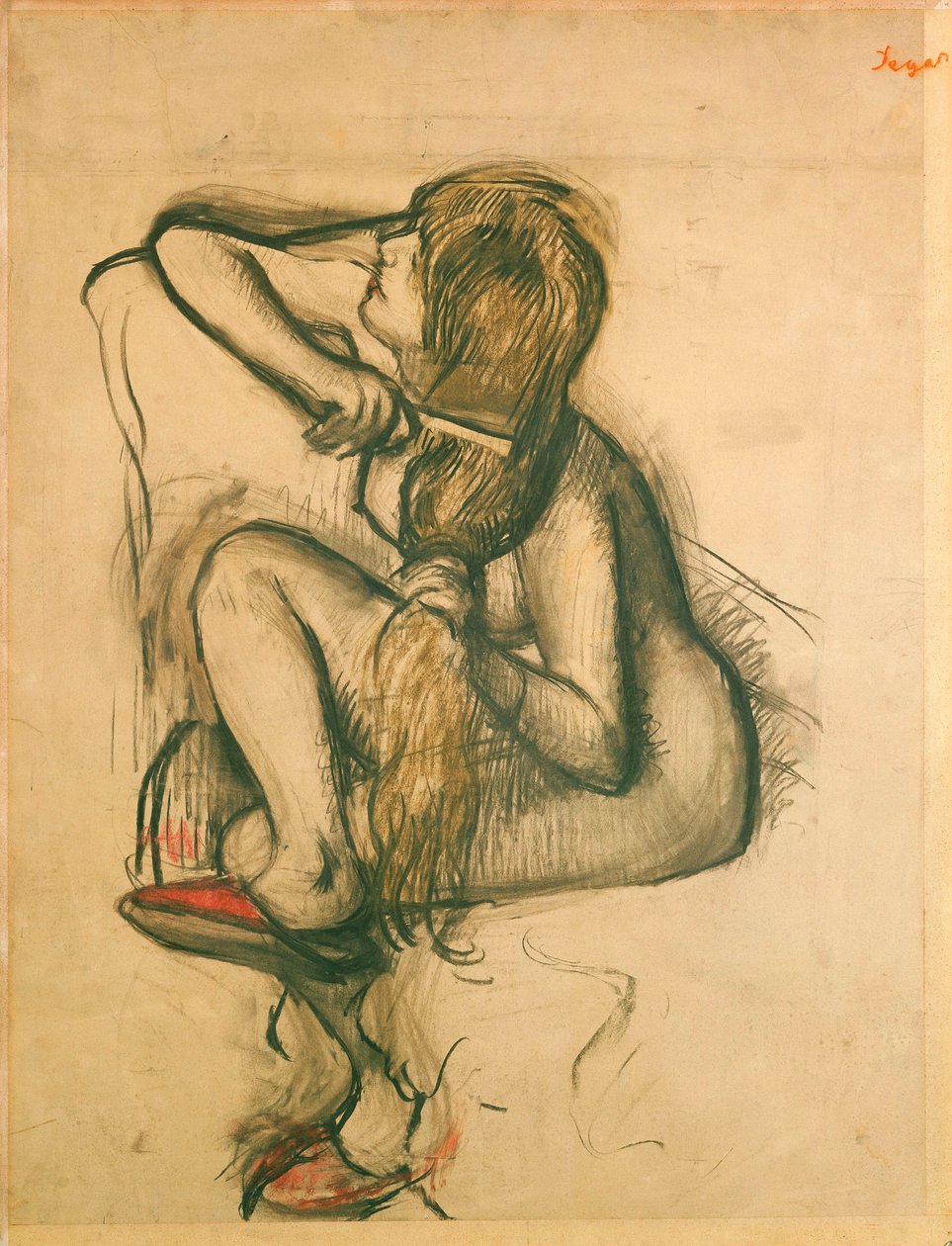 Kvinne som gre håret av Edgar Degas