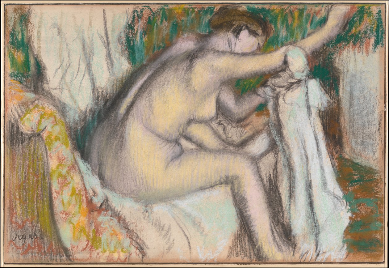 Kvinne som tørker armen sin av Edgar Degas