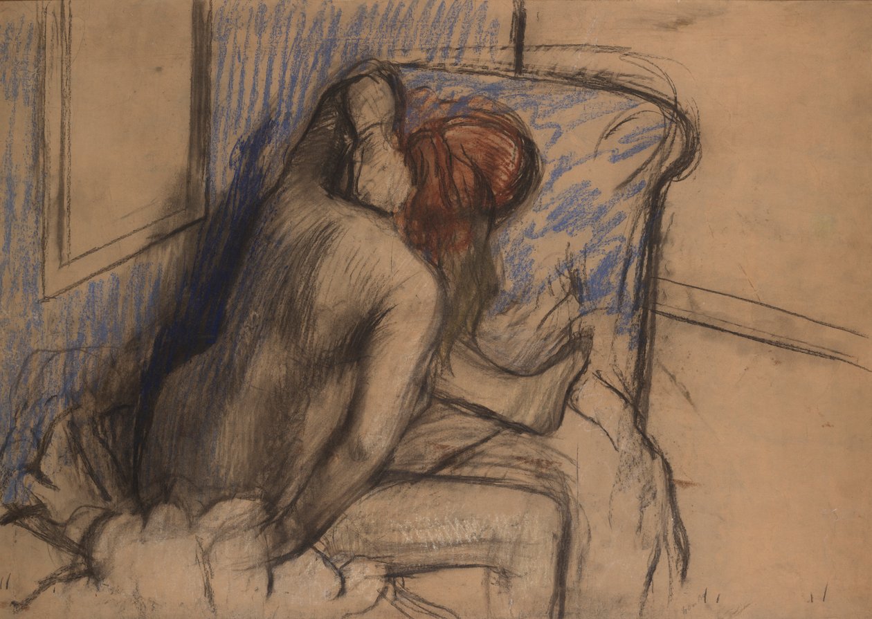 Kvinne som tørker håret av Edgar Degas