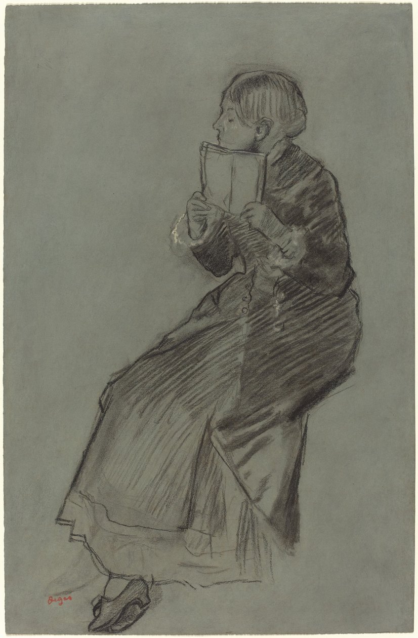 Kvinne leser en bok av Edgar Degas