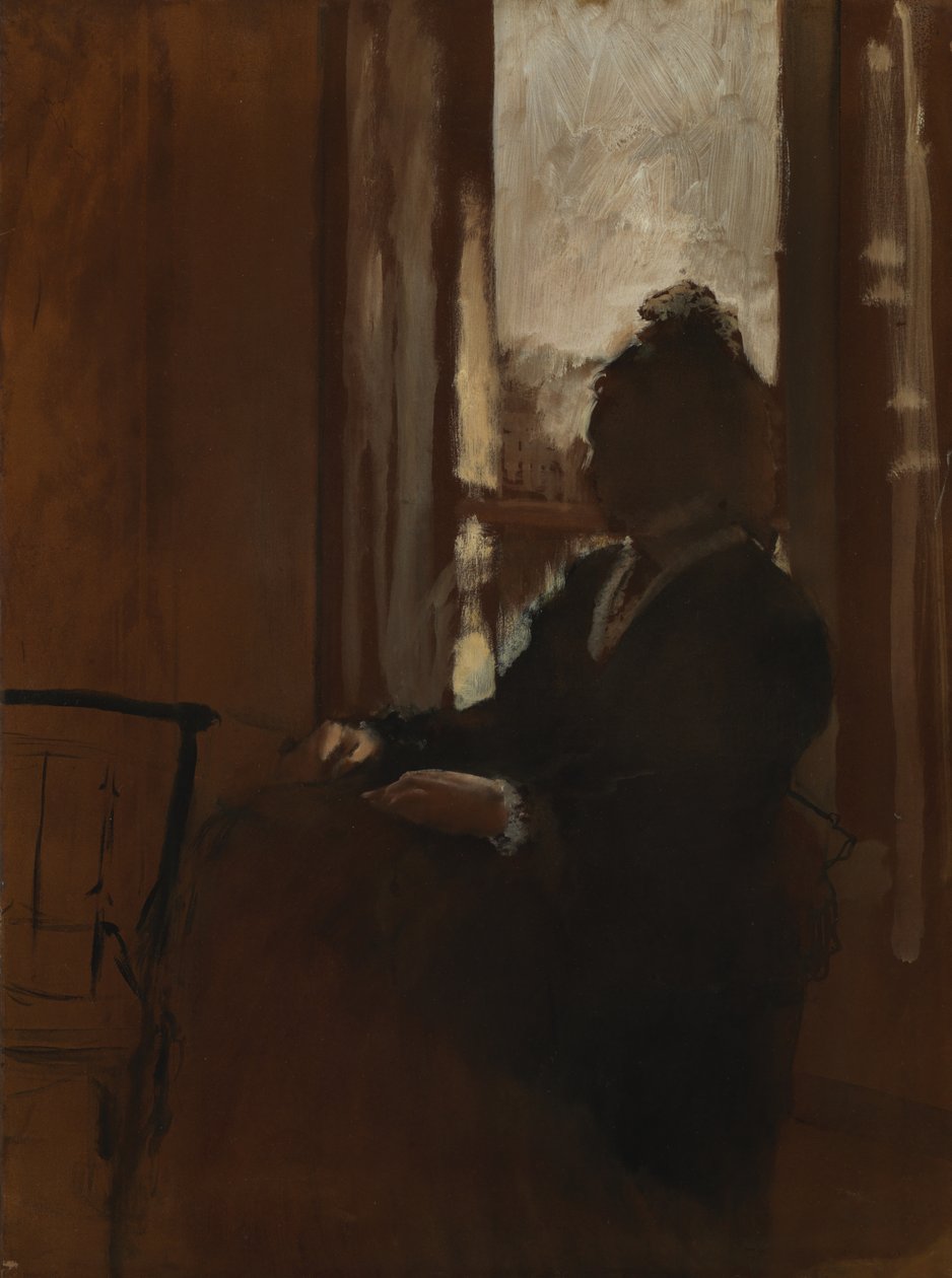 Woman at a Window, ca. 1871-2 (olje på papir på lin) av Edgar Degas