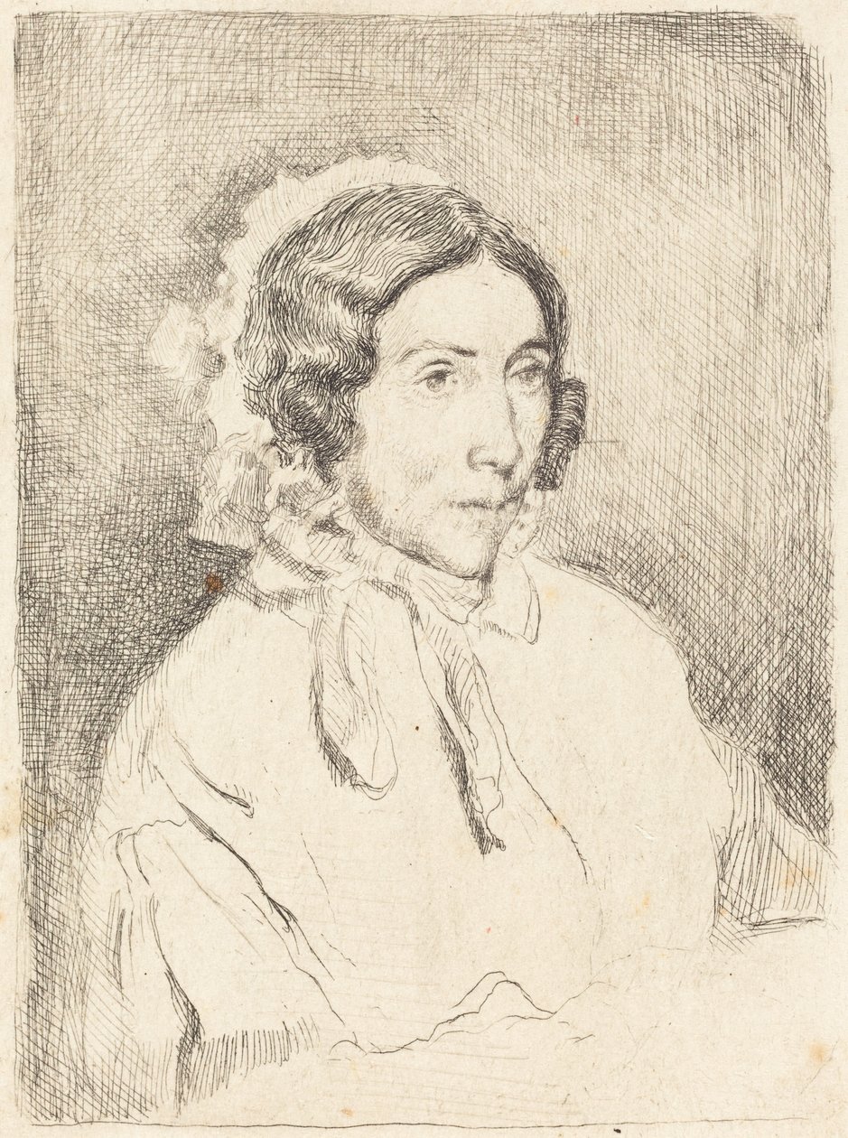 Kvinne i en rynket hette (Dame agée) av Edgar Degas