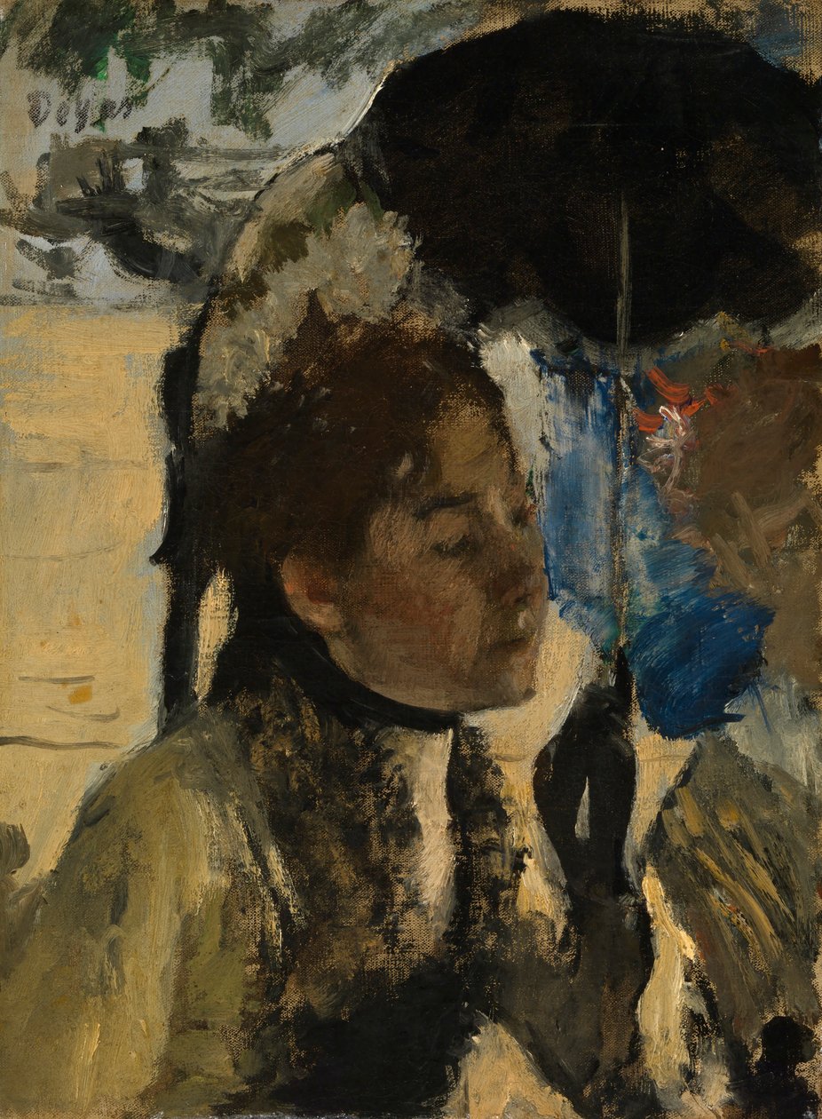 Kvinne med parasoll, ca. 1880 (olje på lerret) av Edgar Degas