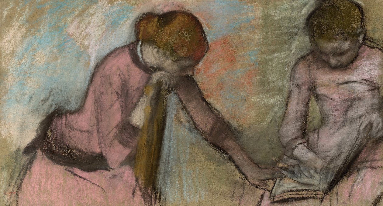 Unge jenter ser på et album; Unge jenter ser på et album, ca. 1884 av Edgar Degas