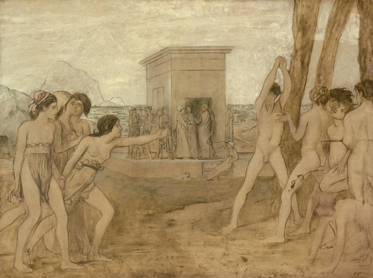 Unge spartanske jenter utfordrer gutter av Edgar Degas