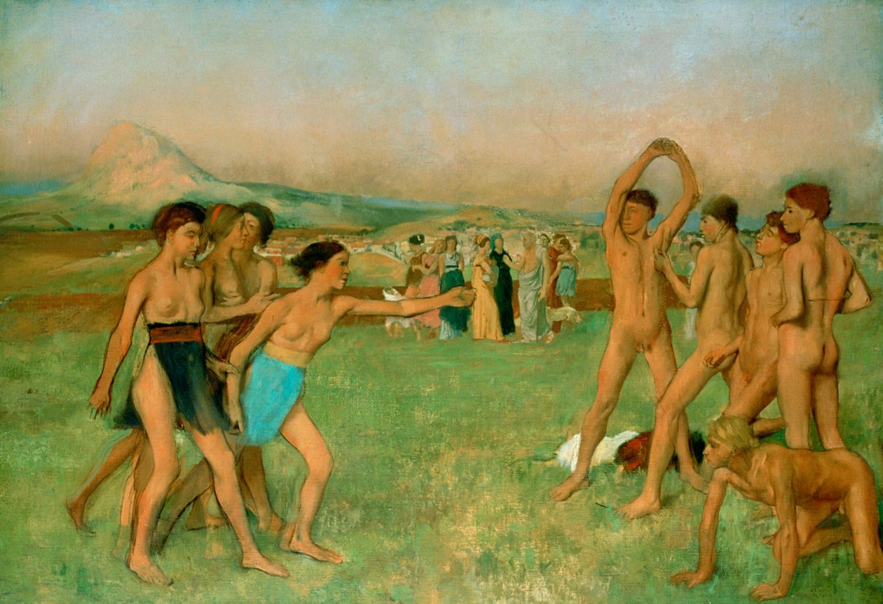 Unge spartanere som trener, c1860 av Edgar Degas