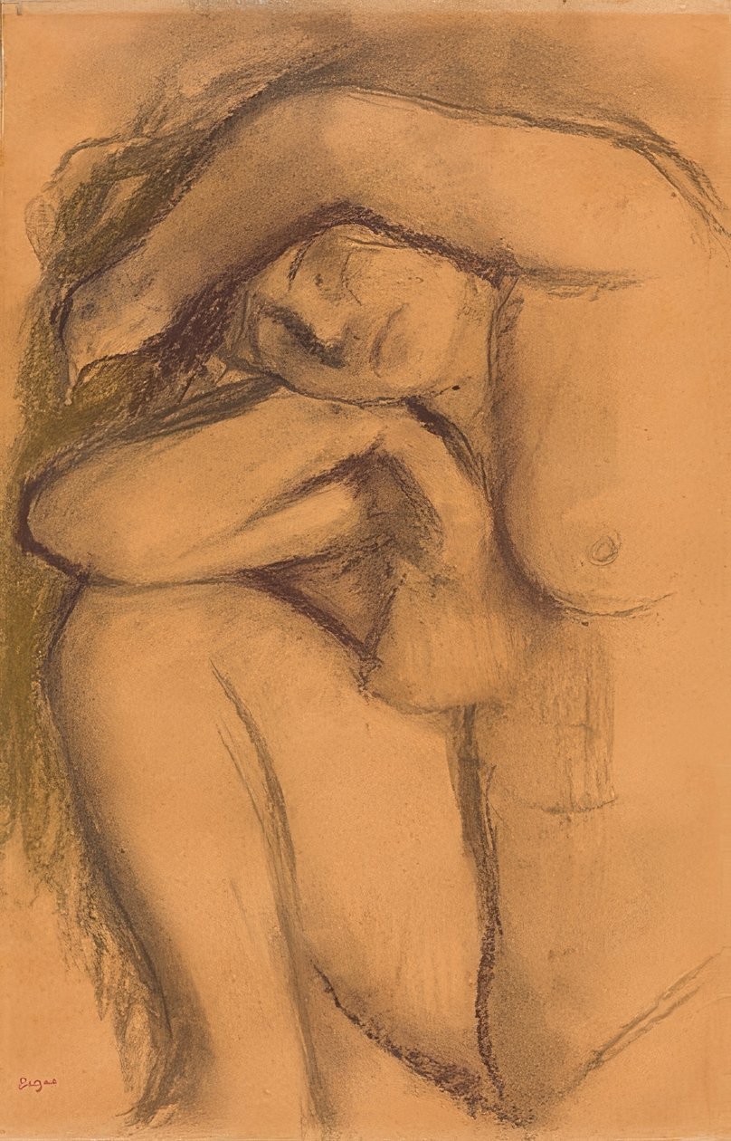 Studie av Nu (Aktsudie). Um 1888-92 av Edgar Degas