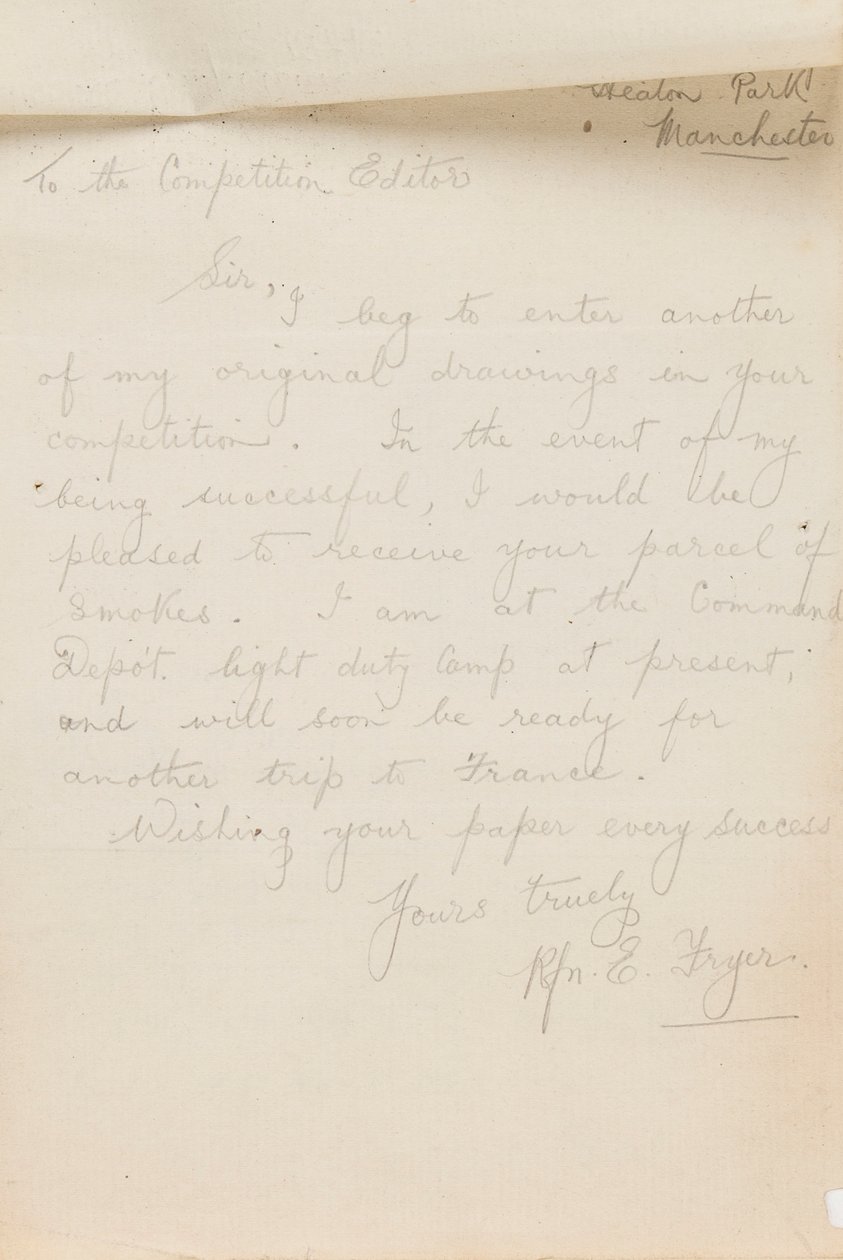Brev til en aviskonkurranseredaktør, 1917 av Edgar Fryer