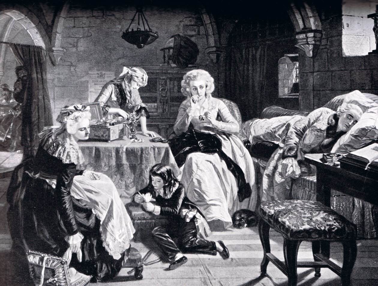 Louis XVI og hans familie i Chateau du Temple, fra 