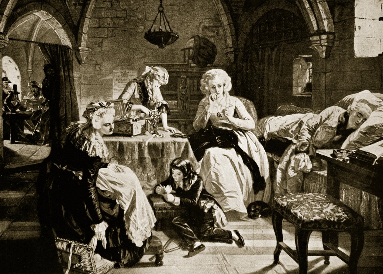 Louis XVI og hans familie i tempelet, illustrasjon fra 