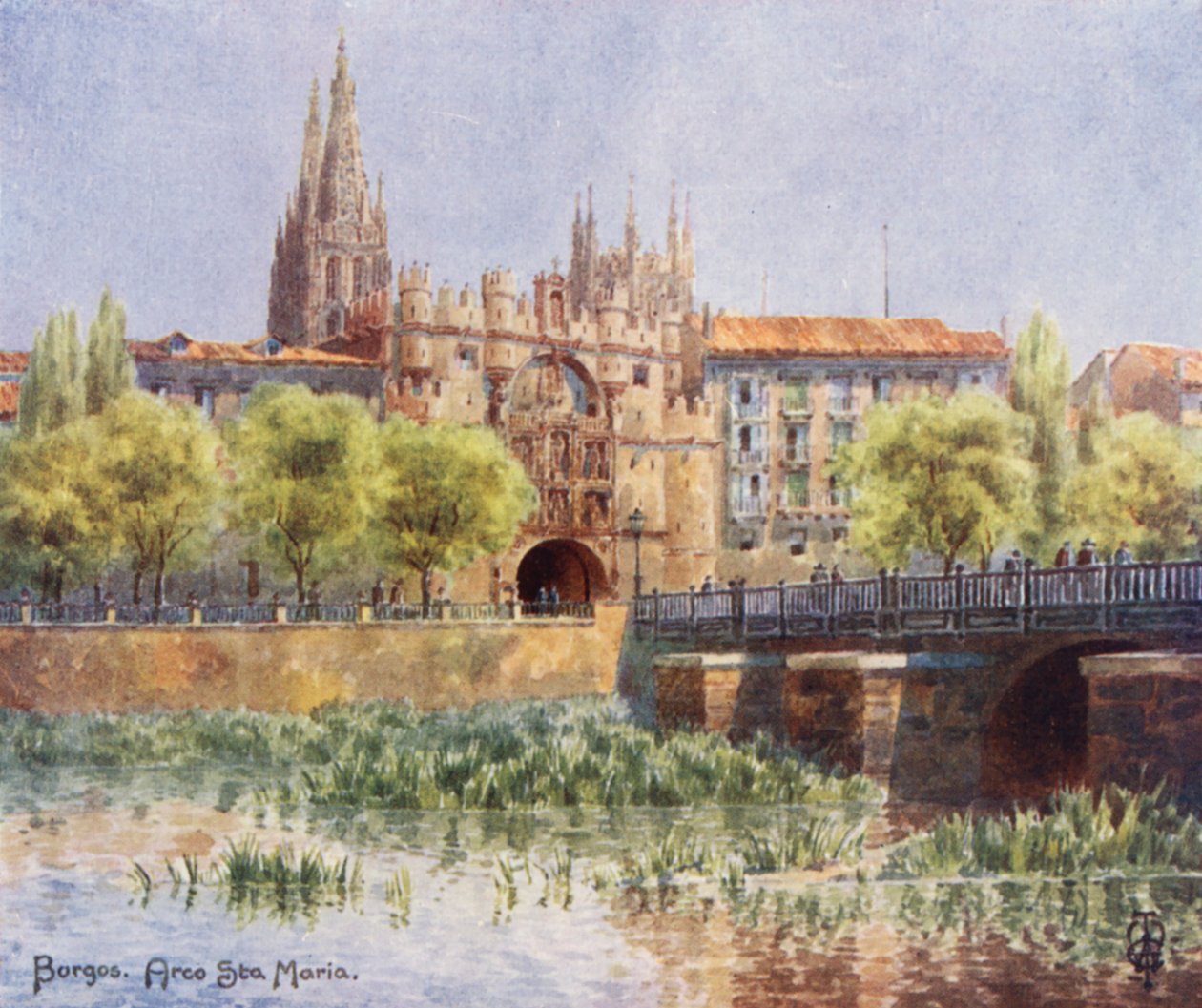 Nord-Spania: Burgos, Arco Sta Maria (farge litho) av Edgar T. A. Wigram