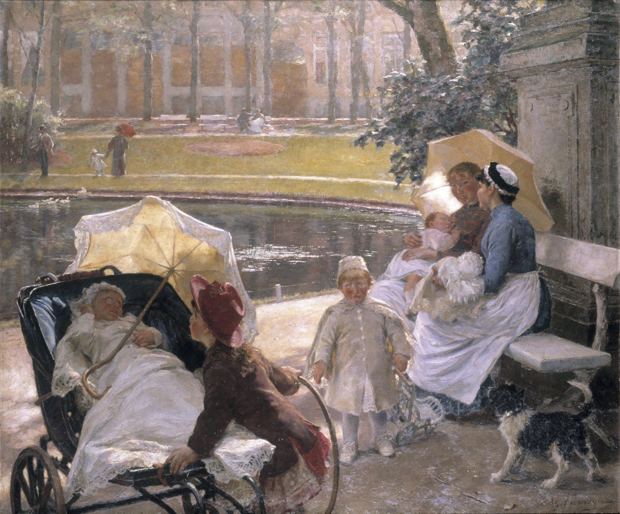 At the Corner of the Park (olje på lerret) av Edgard Farasyn