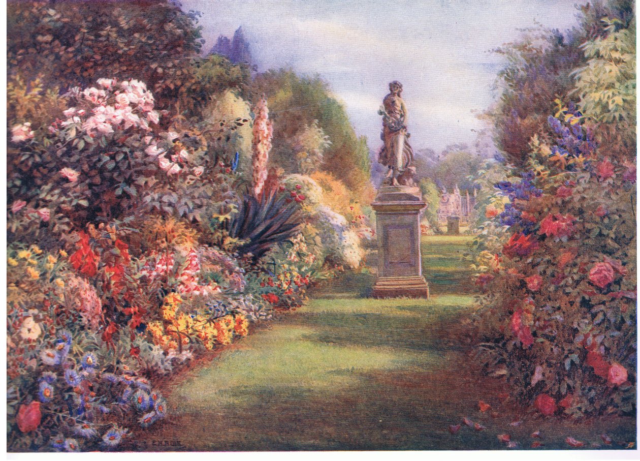 Gressvandring på Hampton Court, fra The Gardens of England: In the Southern and Western Counties utgitt av The Studio av Edith Helena Adie