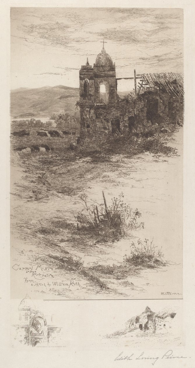Carmel misjon før restaurering av Edith Loring Peirce Getchell, after William Keith